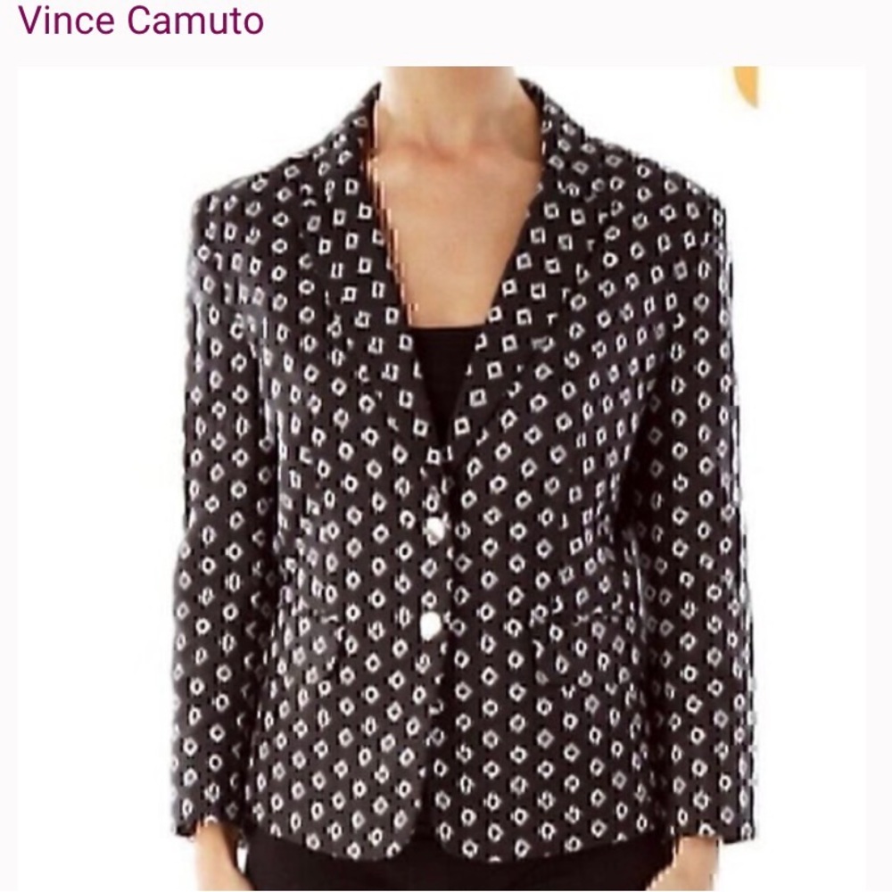 Vince Camuto Sz 10 Women's Black and White Patterned Blazer
